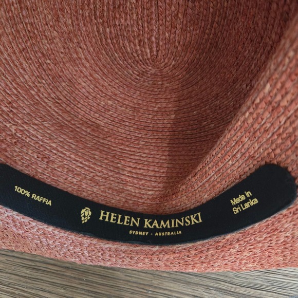 Helen Kaminski Size Small Raffia Sun Hat Coral Woven Wide Brim Packable #1130